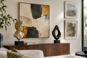 Cómo combinar cuadros con esculturas en casa